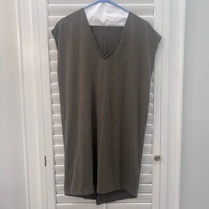Lilla P Olive V-Neck Tunic Dress XS Minimal Knit